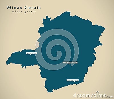 Modern Map - Minas Gerais BR Brazil Stock Photo