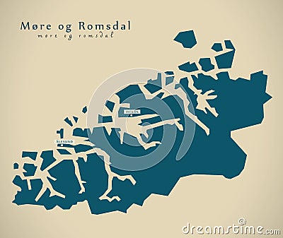 Modern Map - More og Romsdal Norway NO Cartoon Illustration