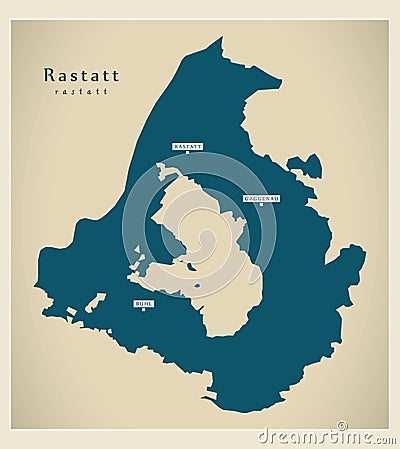 Modern Map - Rastatt county of Baden Wuerttemberg DE Vector Illustration