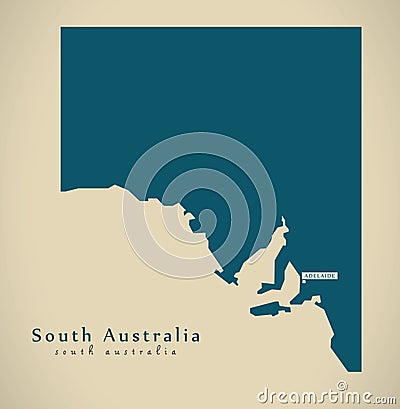 Modern Map - South Australia AU Cartoon Illustration