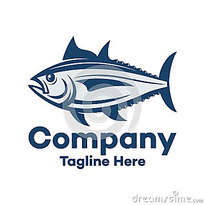 Modern Marine Tuna Fish and Fishing Logo Vector Illustration