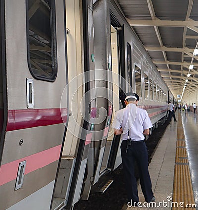 Modern mass train Bangkok Thailand for passengers transportation Editorial Stock Photo