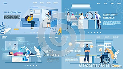 Modern Medical Healthcare Service Landing Page Set Stock Photo