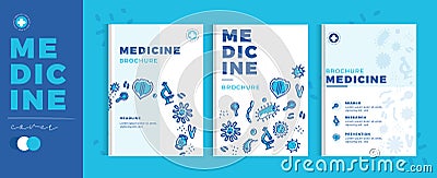 Modern Medicine brochure pharmacy template, flat healthcare cover design, corporate identity Vector Illustration