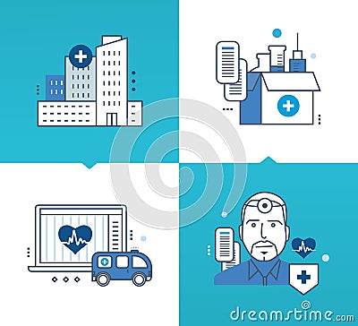 Modern medicine, technology, tools, methods of treatment, medicines Vector Illustration