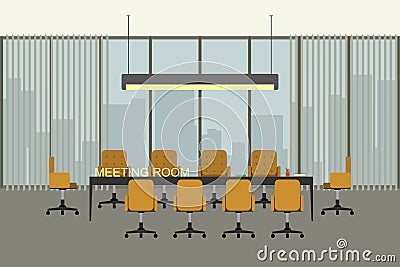 Modern meeting room interior in flat style. Vector Illustration