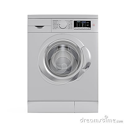 Modern Metalic Washing Machine. 3d Rendering Stock Photo