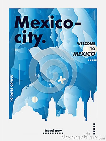 Mexico City skyline city gradient vector poster Vector Illustration