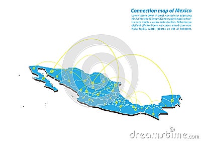 Modern of mexico Map connections network design, Best Internet Concept of mexico map business from concepts series Vector Illustration