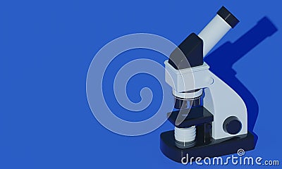 Modern microscope on blue background. 3d rendering Stock Photo