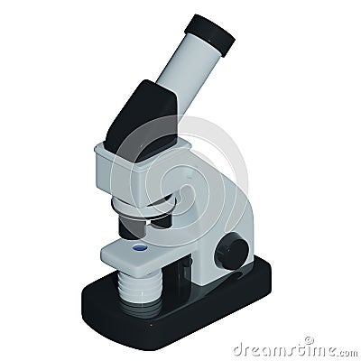 Modern microscope isolated on white background. 3d rendering Stock Photo