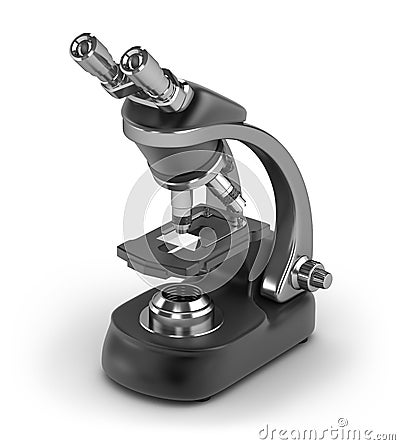 Modern microscope isometric view Stock Photo