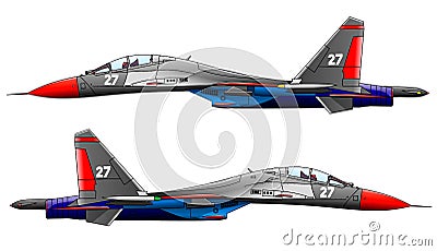 Modern military fighter plane on white background Vector Illustration