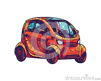 Modern mini car speeding Vector Illustration
