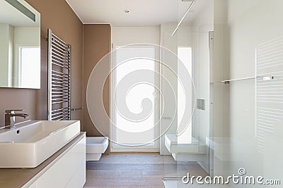 Interior of a modern minimal elegant bathroom Stock Photo