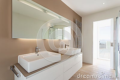Interior of a modern minimal elegant bathroom Stock Photo