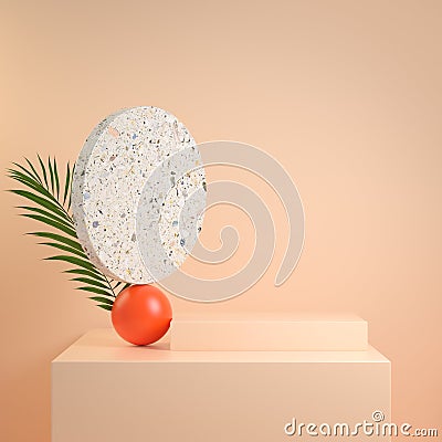 Modern Minimal Stage Abstract Geometry Composition With Skin Color Background 3d Render Stock Photo