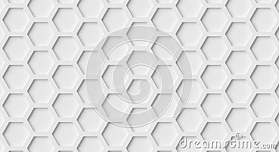 Modern minimal white inset honeycomb hexagon geometrical pattern background flat lay top view from above frame filling Cartoon Illustration
