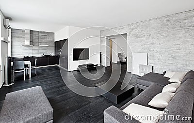 Modern minimalism style drawing-room interior Stock Photo