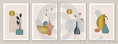 Modern minimalist abstract aesthetic prints set. Bohemian style backround Vector Illustration