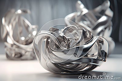 Modern Minimalist Industrial Design in Platinum and Pewter: A 3D Rendered Masterpiece Stock Photo