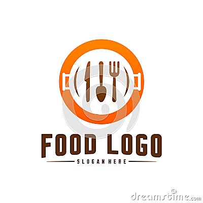 Modern minimalist vector logo of food. Cooking logo Template. Label for design menu restaurant or cafe. Icon Symbol Vector Illustration