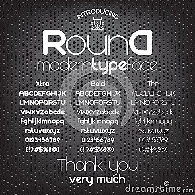 Modern minimalistic sans serif font Round Vector Illustration