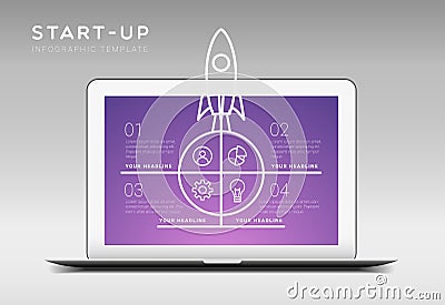 Modern minimalistic vector startup themed infographic template w Vector Illustration