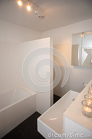 Modern, minimalistic white bathroom Stock Photo