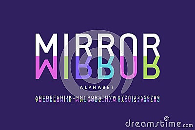 Modern mirror style font design Vector Illustration