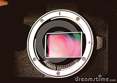 Modern, mirrorless, full frame sensor camera mount Stock Photo