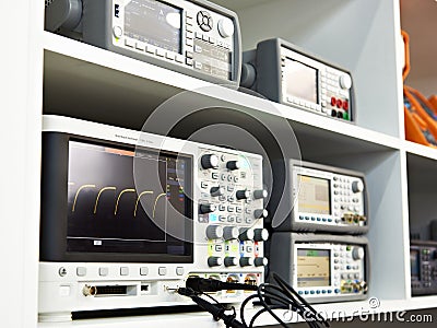 Modern mixed signal oscilloscope Stock Photo