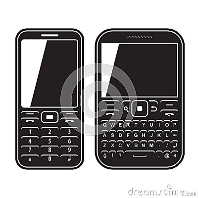 Modern mobile set phone with QWERTY keyboard Vector Illustration