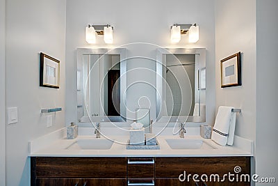 Modern modern bathroom at hotel resort Stock Photo