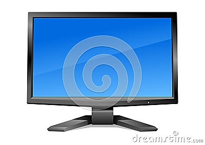 Modern monitor with blue screen Vector Illustration