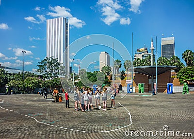 Modern Monument in Medellin Colombia Editorial Stock Photo