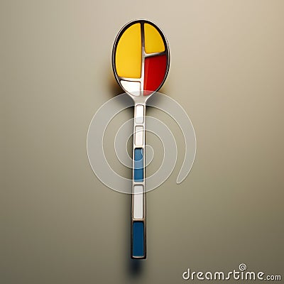 Modern Mosaic Spoon Inspired By Mondrian's De Stijl Stock Photo