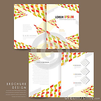 Modern mosaic style half fold brochure template Vector Illustration