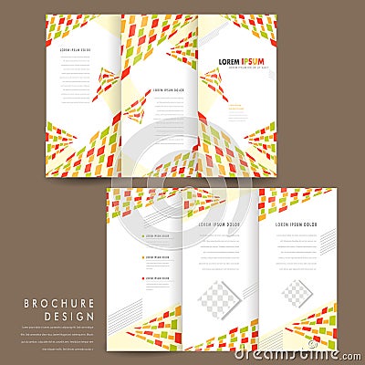 Modern mosaic style tri fold brochure template Vector Illustration