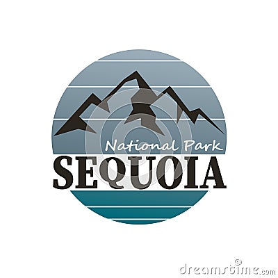 Modern mountain sequoia logo. Vector illustration. on white Vector Illustration