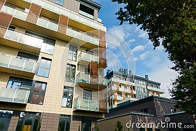 Modern multi-storey luxury housing Stock Photo