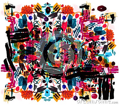 Modern multicolor futuristic pop art pattern made by markers. Stock Photo