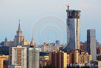 Modern multistory residential construction and MSU Stock Photo