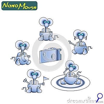 Modern nano robot mouse. Iron Cute friendly. The technology of the future. Icon . Set. Vector Illustration