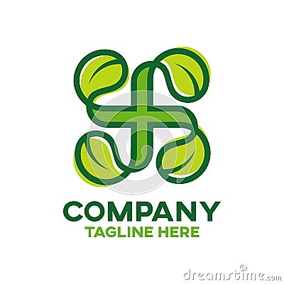 Modern natural cross and pharmacy logo Vector Illustration