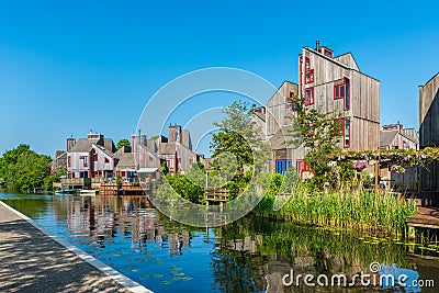 Modern Neighbourhood with Wooden Houses in Alkmaar Netherlands Stock Photo