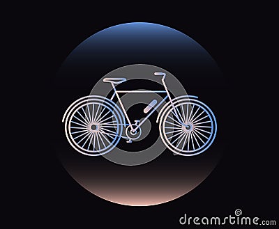 Modern Neon Thin Icon of bicycle on Black Background. Vector Illustration