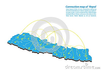 Modern of nepal Map connections network design, Best Internet Concept of nepal map business from concepts series, Vector Illustration