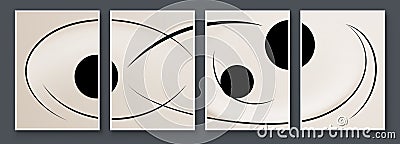 Modern Neutral Abstract Printable Wall Art Set of 4 Simple Line Print Beige Minimalist Wall Art Contemporary Home Decor Vector Illustration