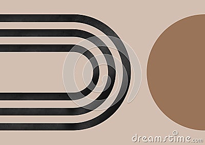 Modern Neutral background. Minimalist Neutral pattern. Minimalistic shapes in Mid-century Modern style. Cartoon Illustration